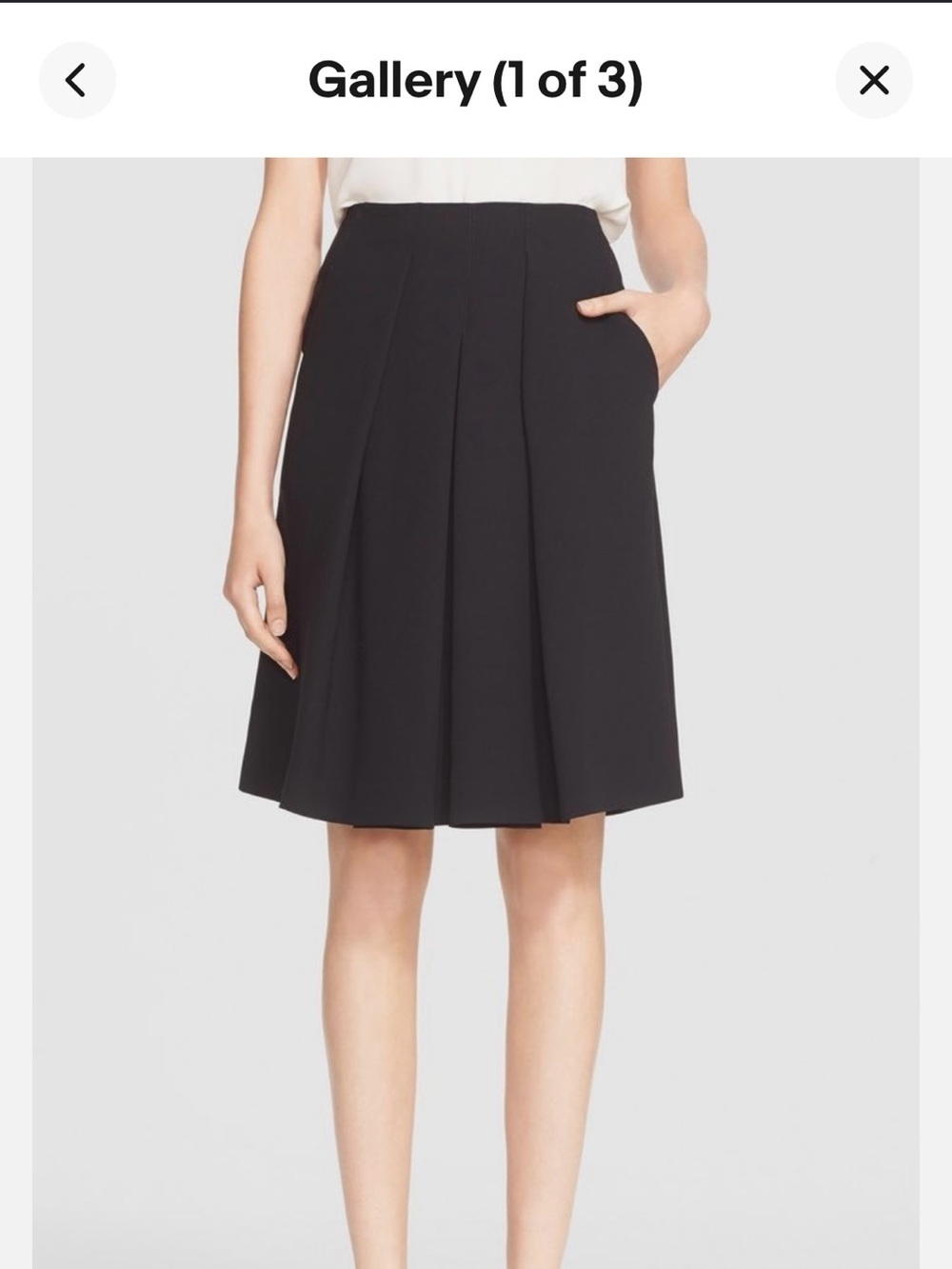 VINCE Black Inverted Pleat Flare A-Line Skirt Front Slant Pockets